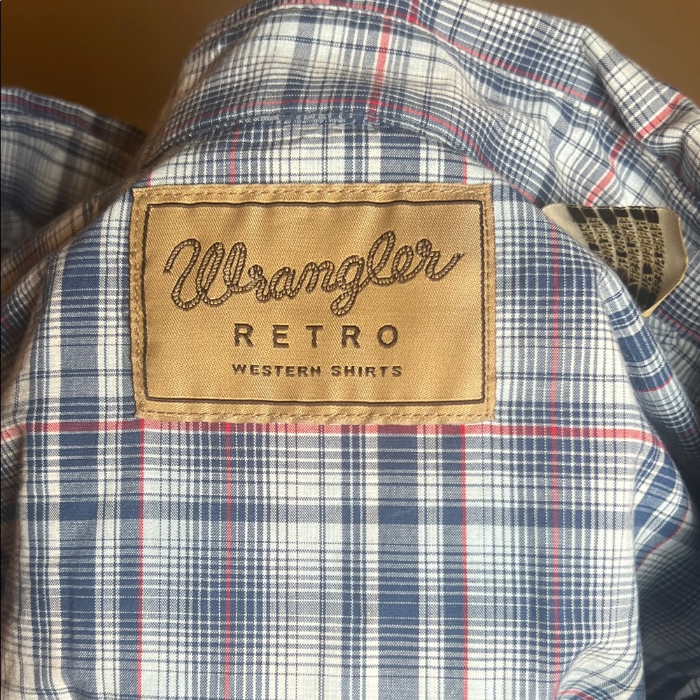 Wrangler Retro Casual Blue Plaid Button-Down Shirt for Men Size XXL - Picture 5 of 10